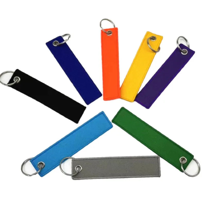 Custom Logo Image Webbing Keychain Print Name Motorcycle Embroidery Ribbon Key Chain Personalized Canvas Keyring Bag Lanyard
