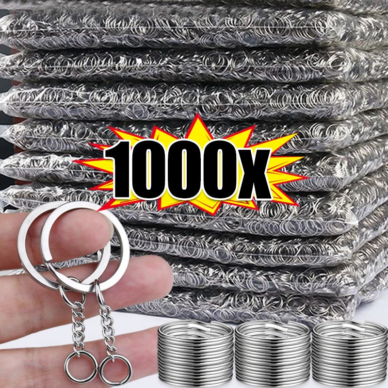 50-1000pcs Metal Blank Keyring Keychain Split Rings Keyfob Keyring Lobster Clasp Keychain Key Pendant Ring Stainless Steel Rings