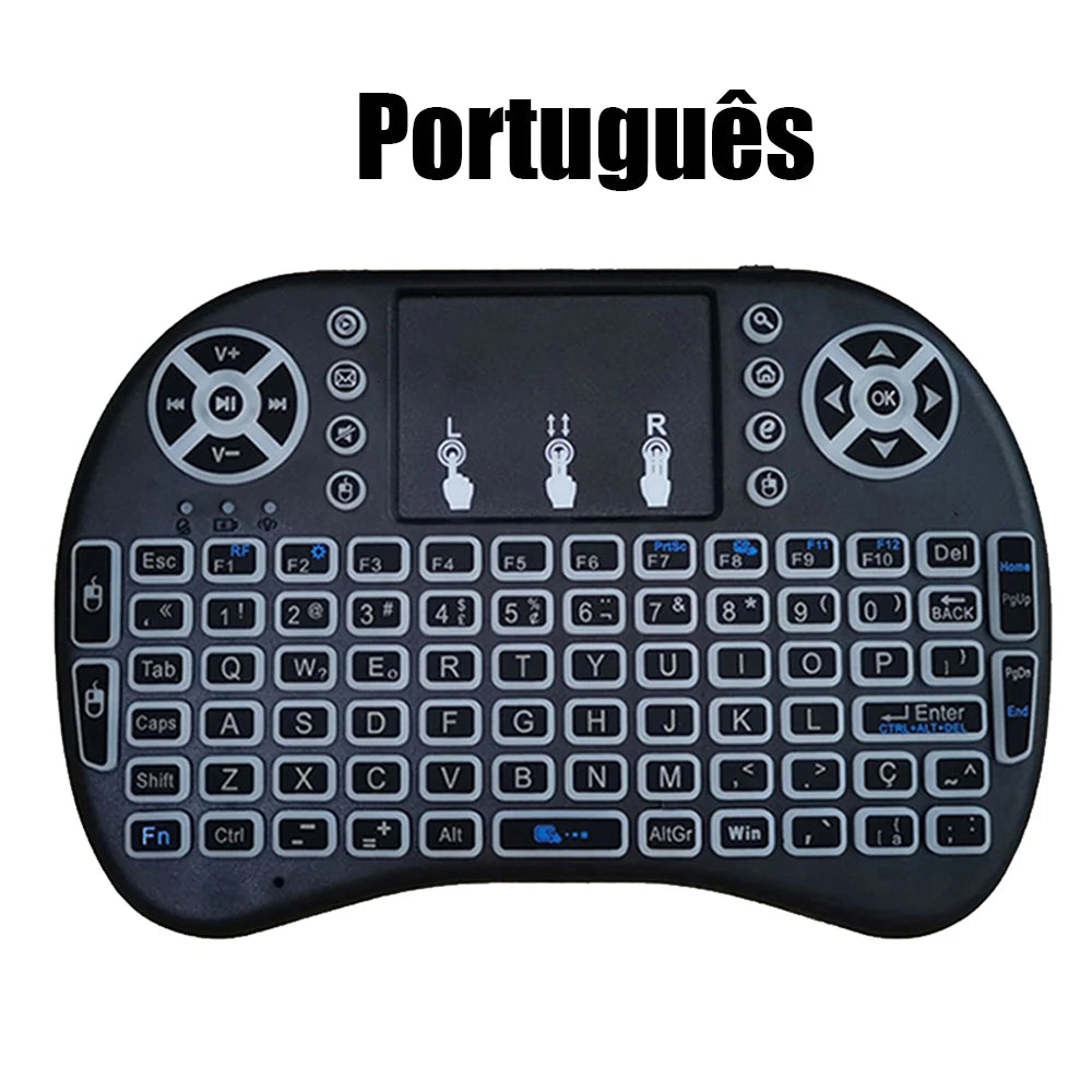 2.4GHz air mouse with touchpad and backlit mini keyboard – multi-language support