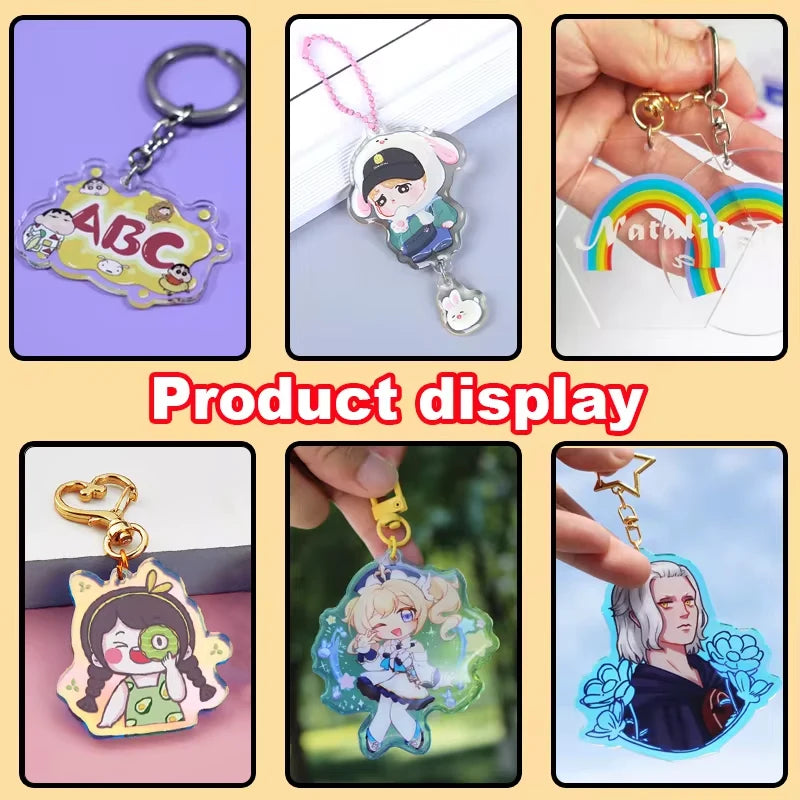 Custom Keychains Cartoon Llavero Photo Customized Anime Transparent Charm Hologram Clear Acrylic Personalized Key Rings for Gift