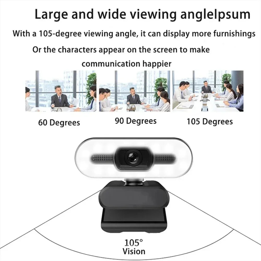Webcam HD 4K con Autofocus, microfono integrato e rotazione 360° – Plug & Play…