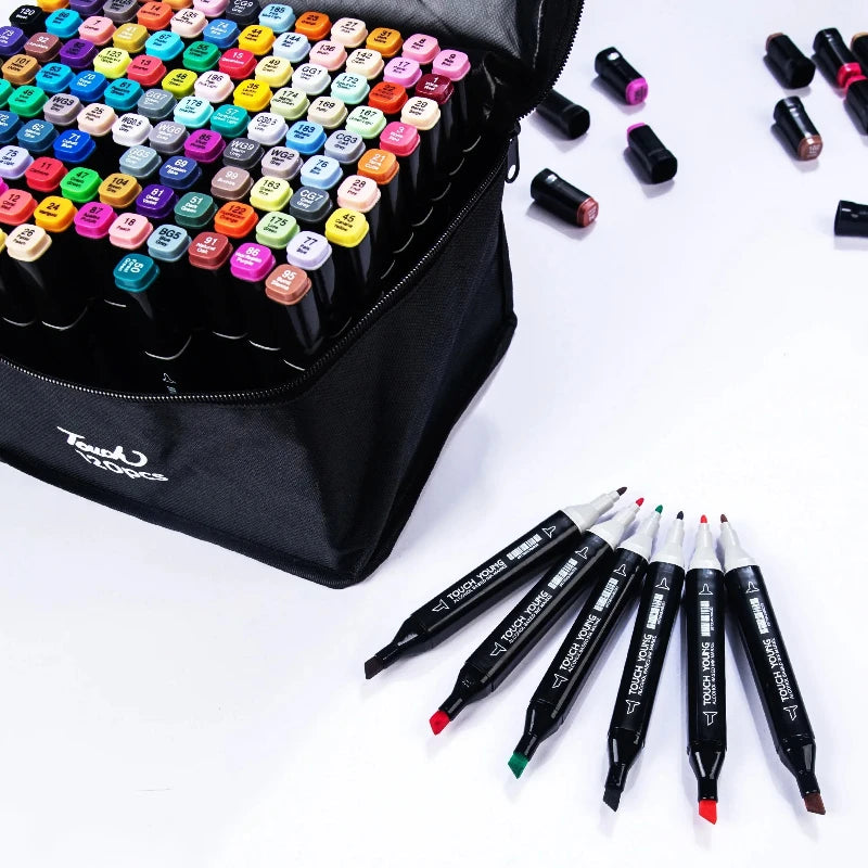 24-80 Colors Double Headed Oily Art Marker Pen Set for Draw Sketching Oily Tip Based Markers Graffiti Manga School Art Supplies