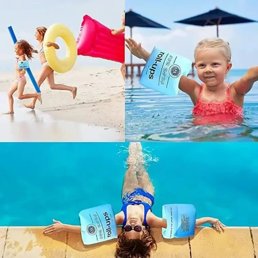 Adult Kids Universal Inflatable Armbands Arm Swimming Rings Double Air Bag Arm Float Rings Pool Floaters Swim Arm Rings