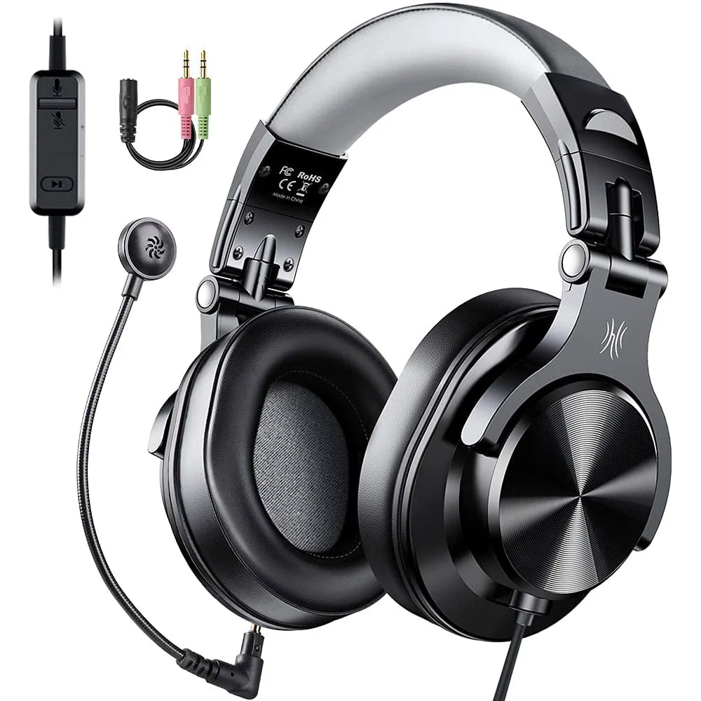 Cuffie Gaming con microfono staccabile 3,5 mm, Over‑Ear, per PC, PS4 e Xbox