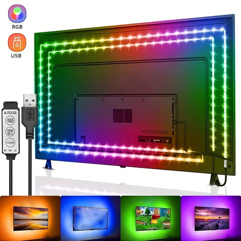 Striscia LED RGB USB 5V per retroilluminazione TV – Controllo 3 tasti