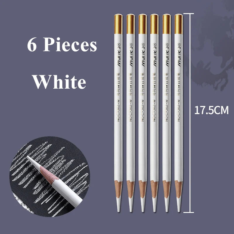 Set da 6 matite professionali Nero e Bianco per disegno su carta scura