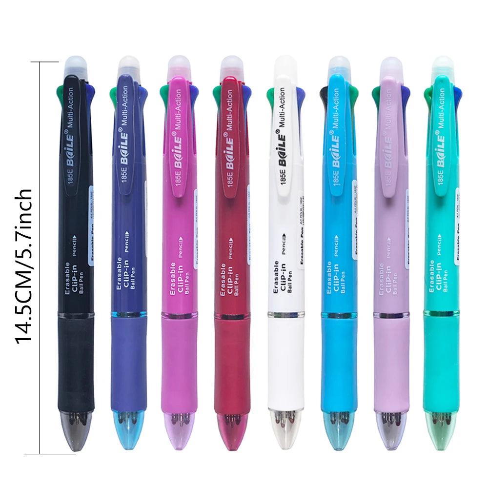 Penna gel cancellabile 5 in 1 multicolore con refill e matita automatica