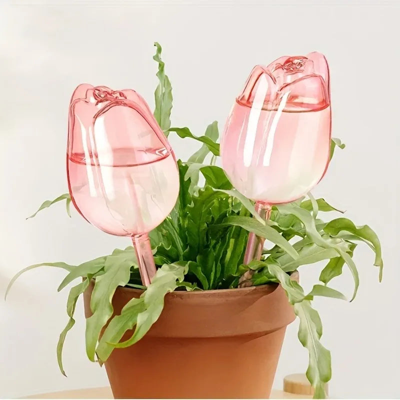 Sfere di irrigazione rosa a forma di tulipano per piante indoor e outdoor