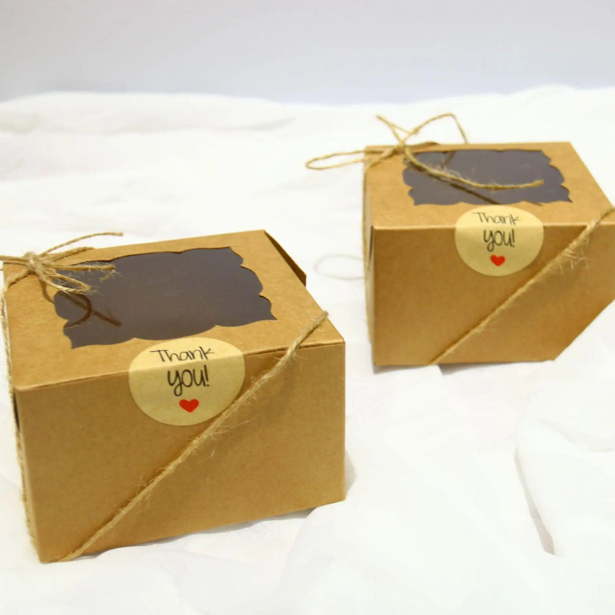 10/30/50Pcs Kraft Paper Open Window Gift Box Baking Cake Cup Favor Candy Packaging Boxes With Sticker Rope Wedding Party Decor