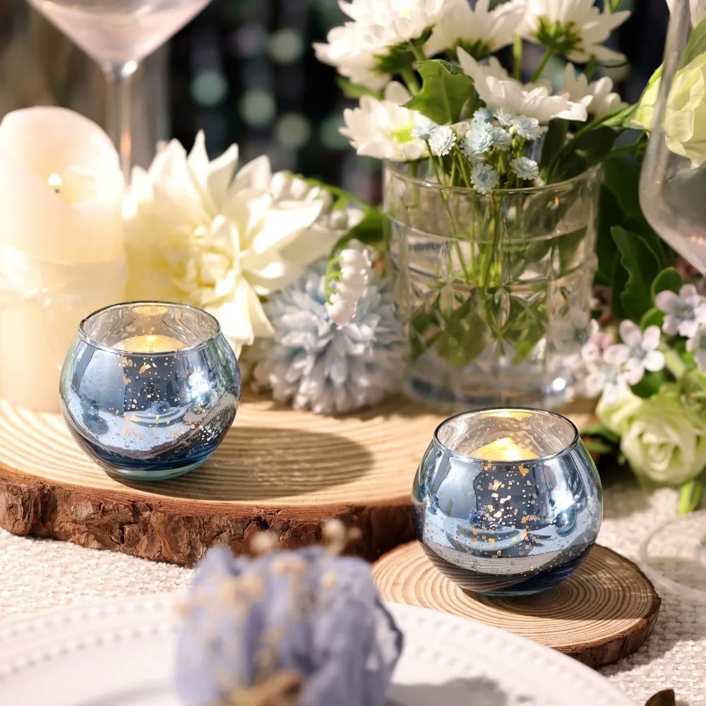 6/12 Pezzi Portacandele Votivi Vetro Mercury - Decorazione Tavola Matrimonio