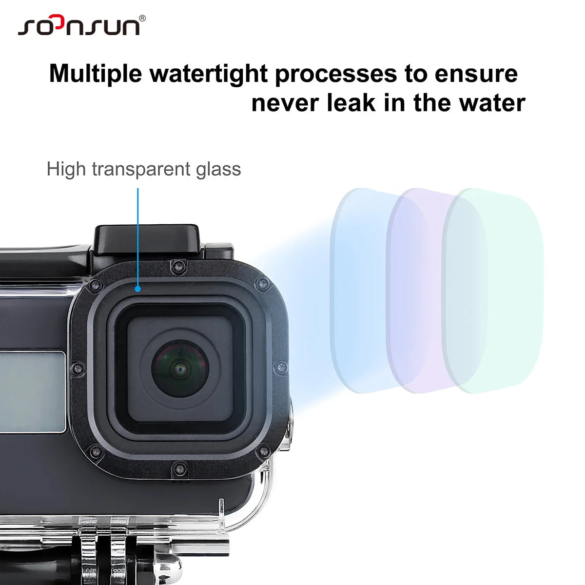 Custodia impermeabile 60 m per GoPro Hero 8 Black con doppio slot cold shoe