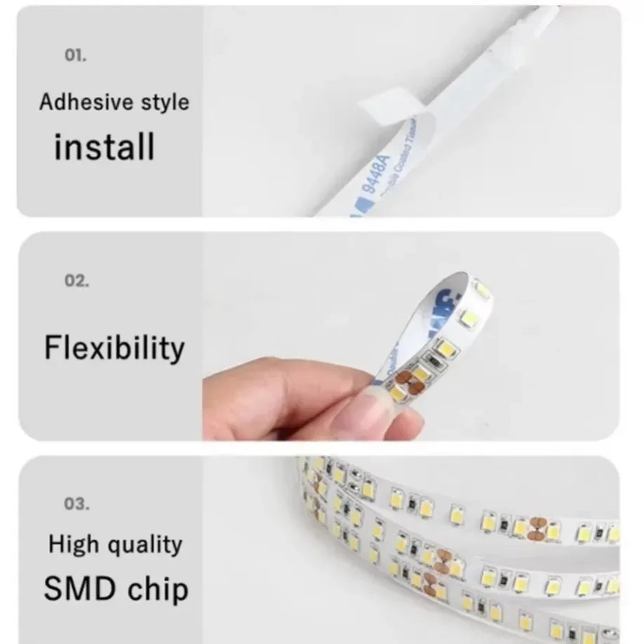 120LEDs/m DC12V 24V Home Lamp Strip 2835 LED Strip Decor Red Ice Blue Green Yellow Pink Flexible And Cuttable 2835 Soft Lamp Bar