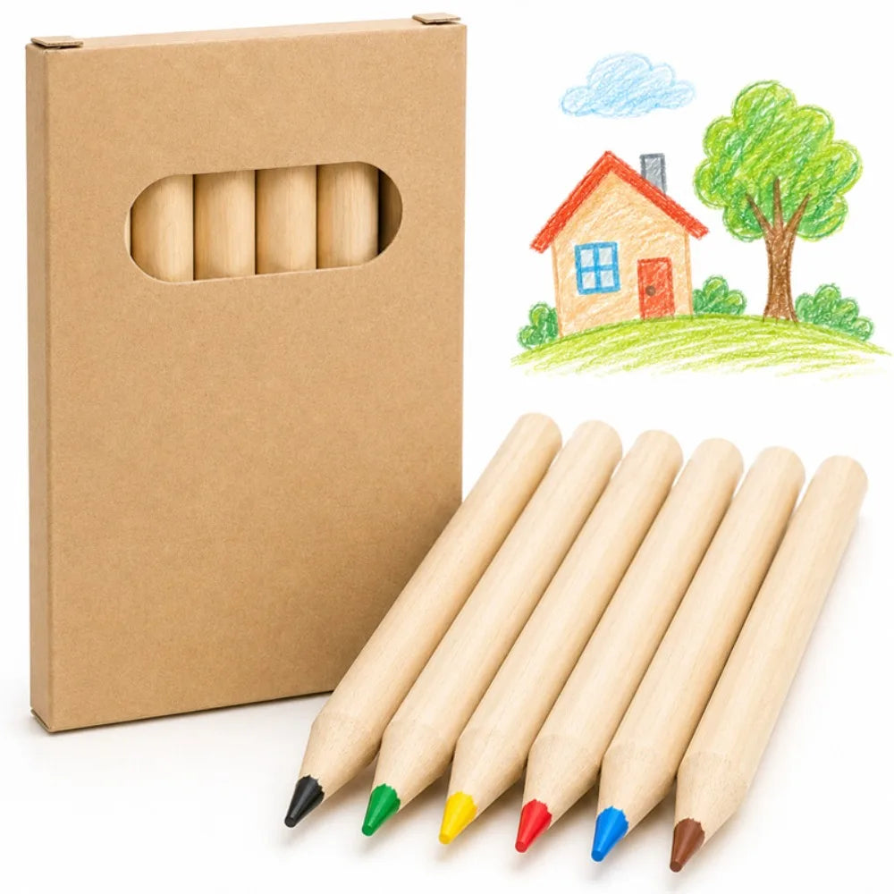 Set di 6 matite colorate mini Kawaii in legno – regalo ideale per scuola