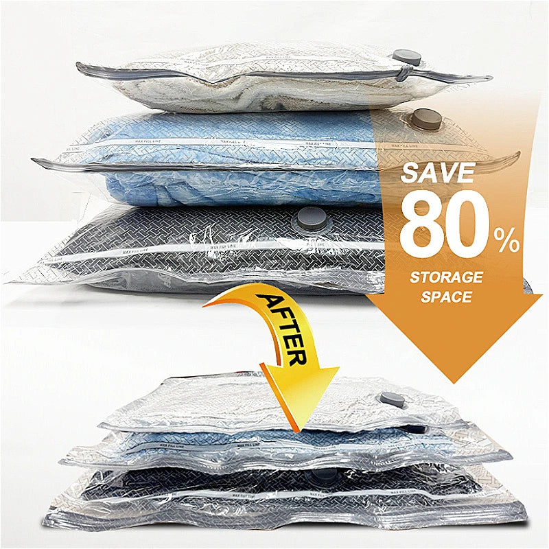 Set 9 sacchetti sottovuoto con pompa – 3 taglie per vestiti e biancheria