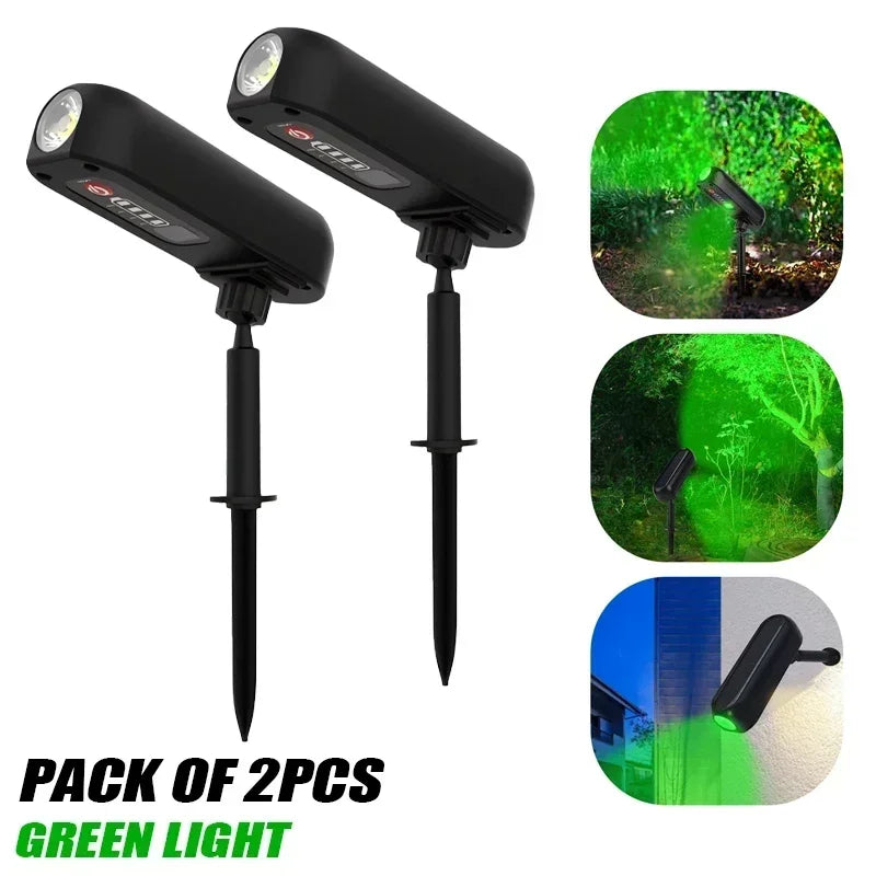 Spotlight solare 2‑in‑1 LED verde/calda IP65 per giardino e parete