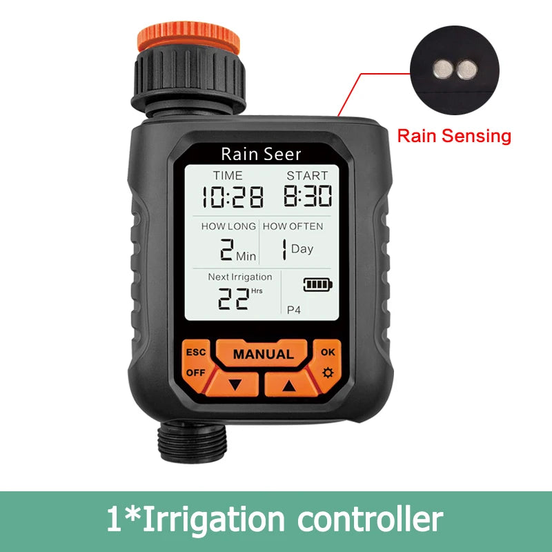 Timer irrigazione con display LCD grande, impermeabile IP65, automatico