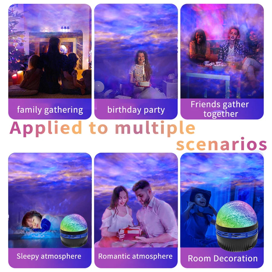 Lampada proiettore RGB Aurora con telecomando USB – luce notturna rotante