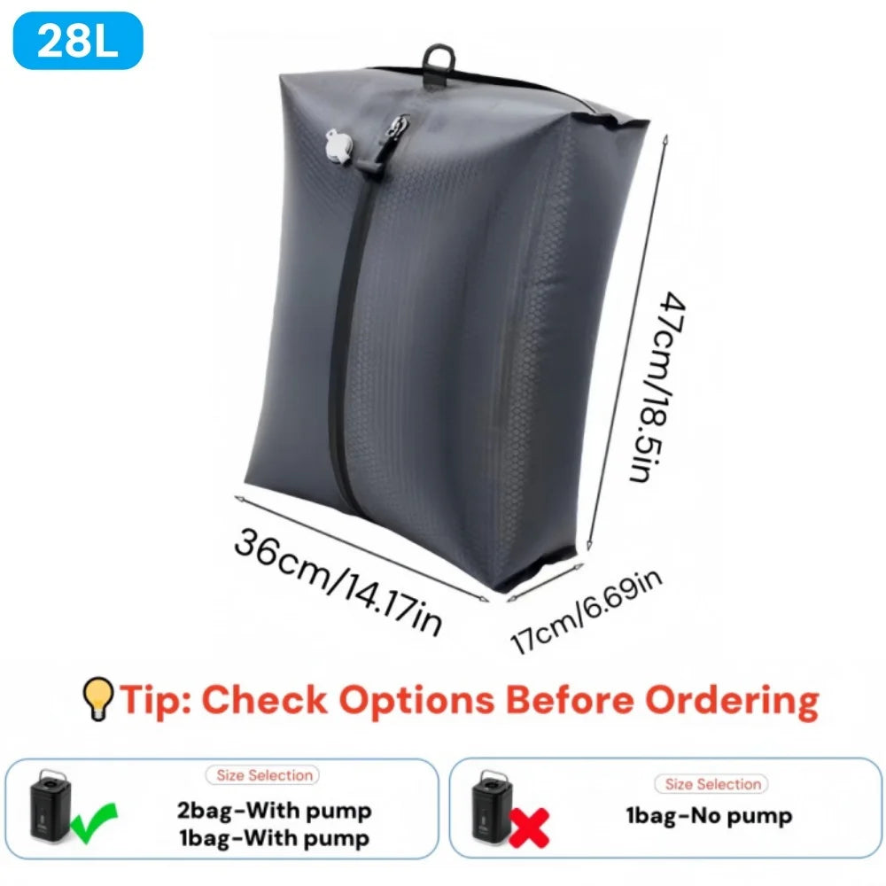 Sacchetti compressione sottovuoto 60% con pompa USB, 17‑34 L per valigia