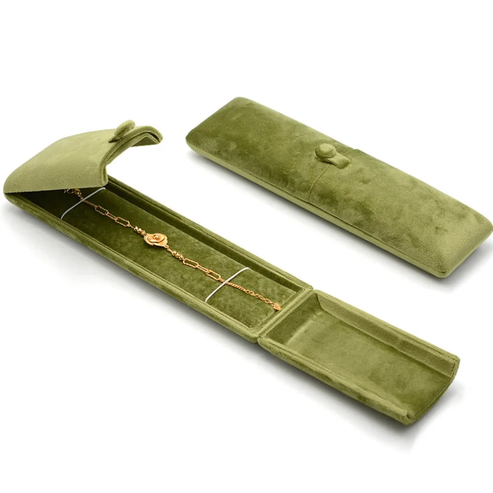 Fashion Velvet Necklace Storage Box Double Door Multi-functional Jewelry Display Box Solid Color Rings Bearer Box