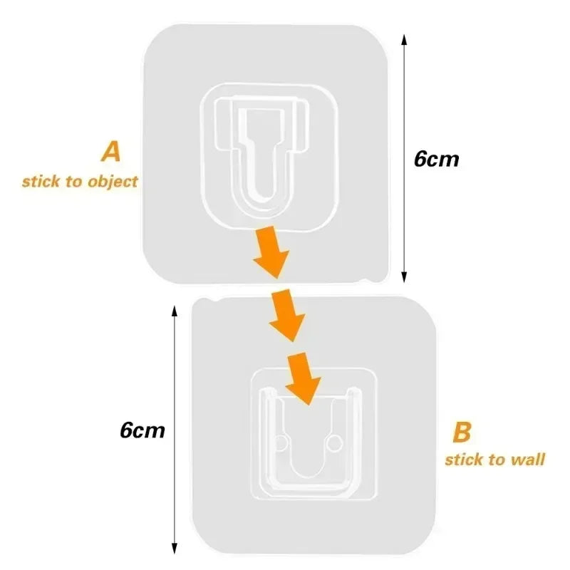Ganci a Doppia Faccia Trasparenti con Adesivo Potente – 2 Pezzi, 6 cm