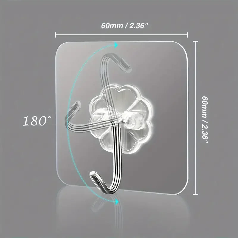 Ganci adesivi trasparenti in acciaio inox per cucina, bagno e porte