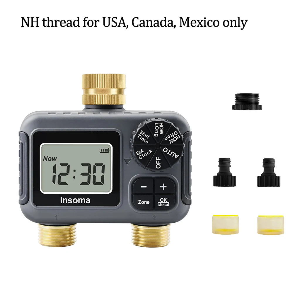 Timer irrigazione smart a doppia uscita per giardino – zone indipendenti
