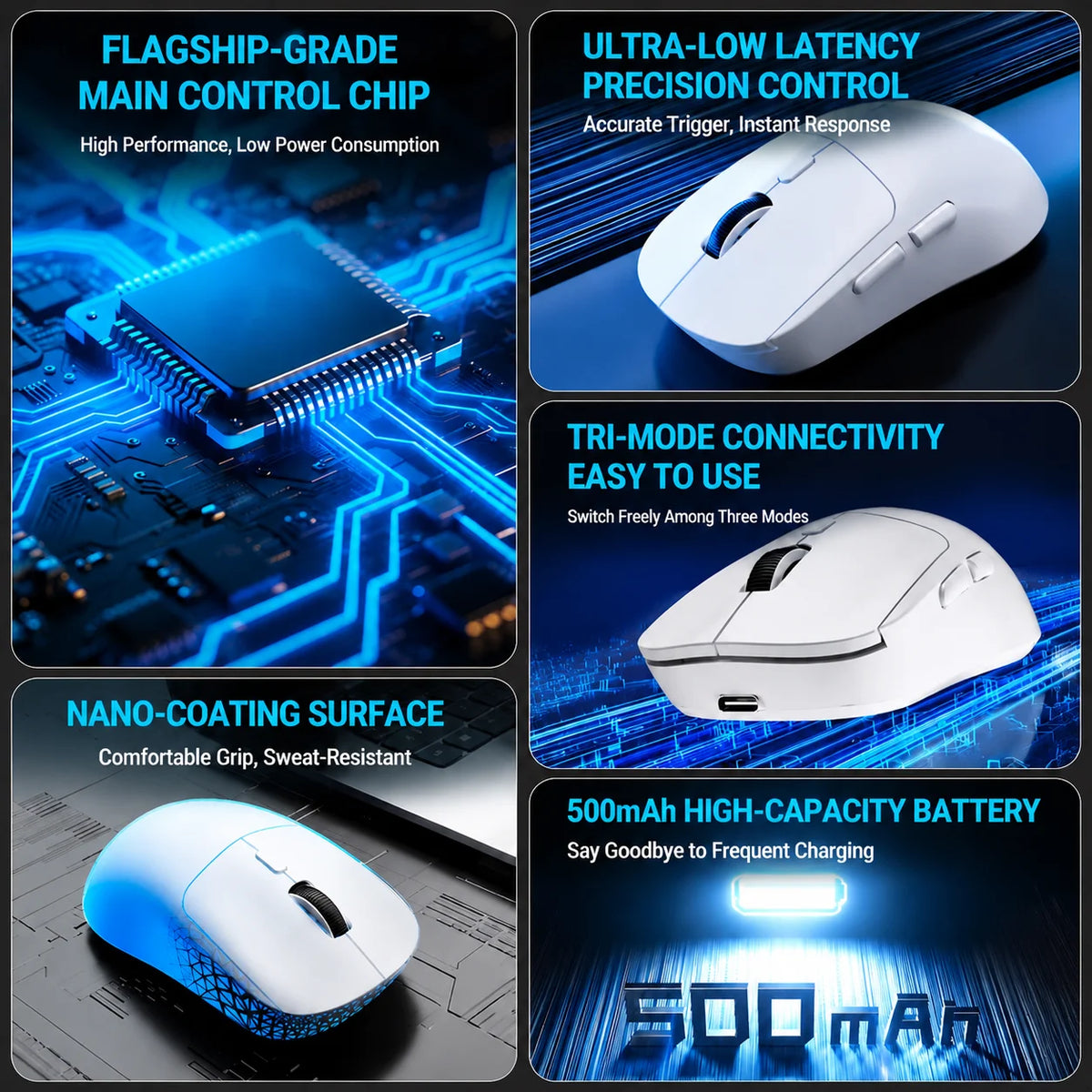 2.4 GHz Mute Wireless Mouse 4-Color Rechargeable Ergonomic Game Mouse Dual-Mode Bluetooth Computer Game Mouse Office Computer