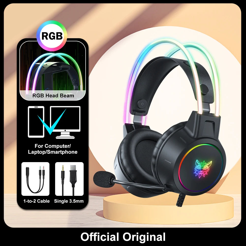 Cuffie Gaming ONIKUMA RGB con Microfono HD, Cablate 3.5mm per PC Xbox PS4 PS5…