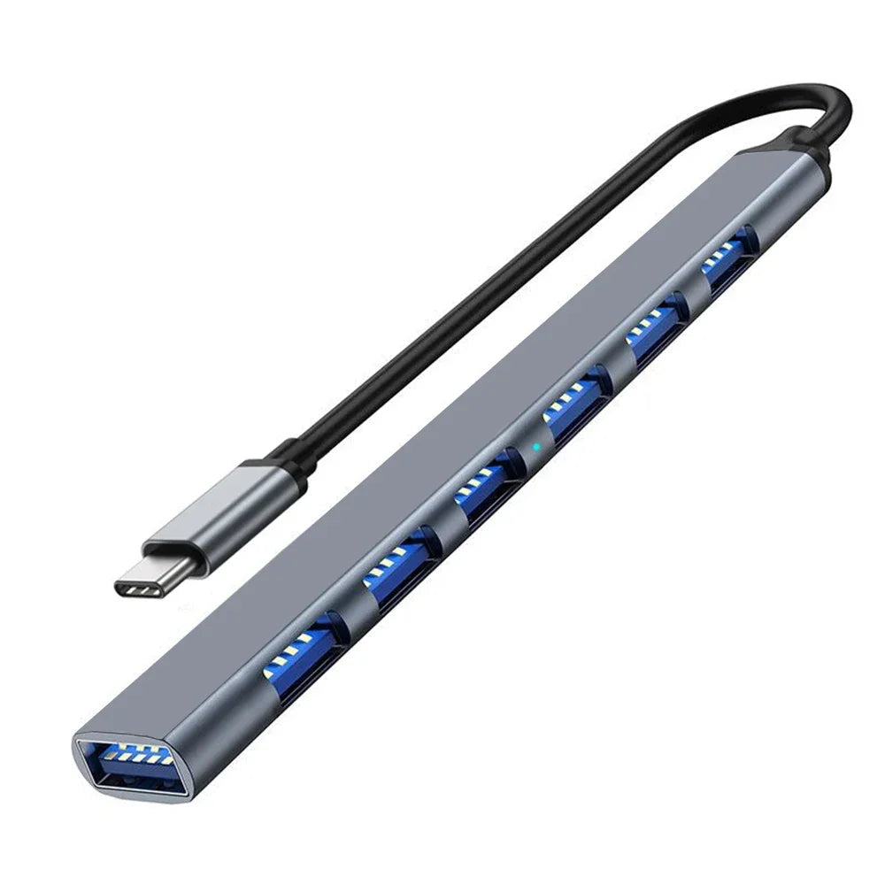 Hub USB 3.0 7 porte, alluminio, compatibile Type‑C e USB 3.0