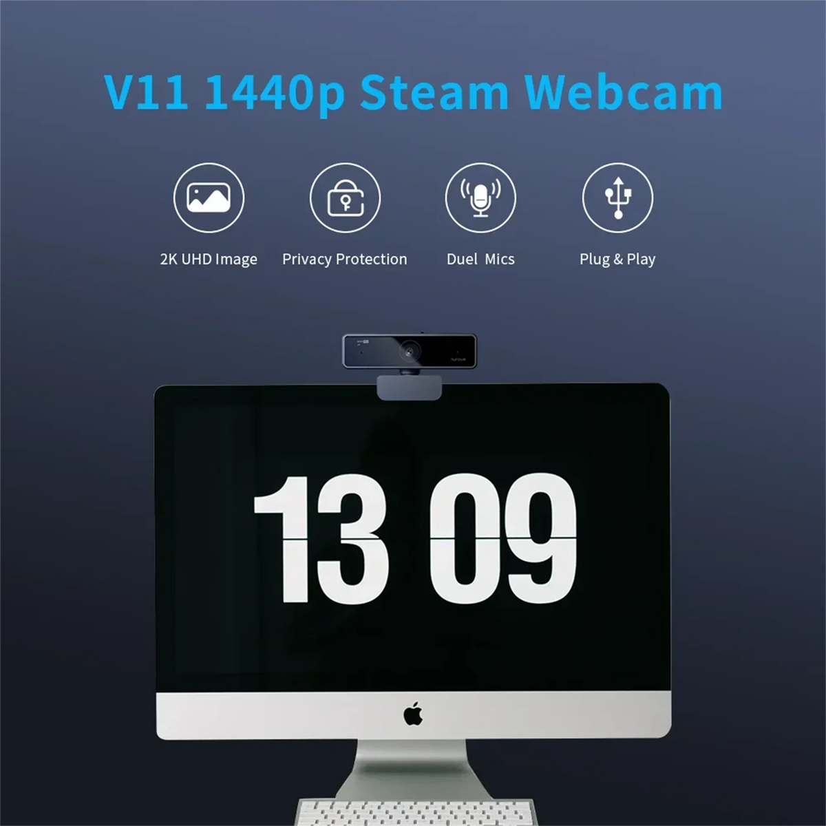 Webcam HD 1080p 60fps USB Plug‑and‑Play con microfono stereo e otturatore…