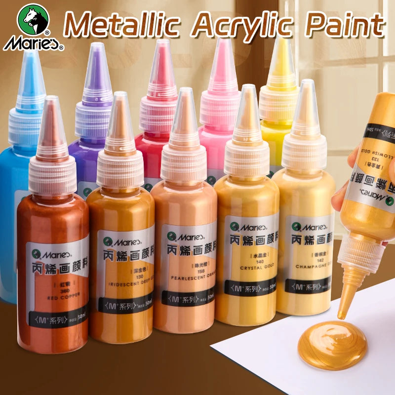 Vernice acrilica metallica 50ml - effetto perlato oro, per legno e tela