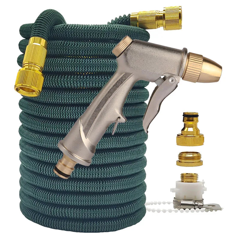 Tubo da Giardino Espandibile 2,5‑30 m con Doppio Connettore Metallico Verde…