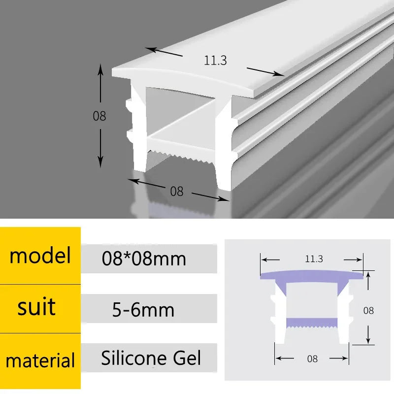 Tubo silicone bianco flessibile per LED neon, IP65, WS2811/WS2812B