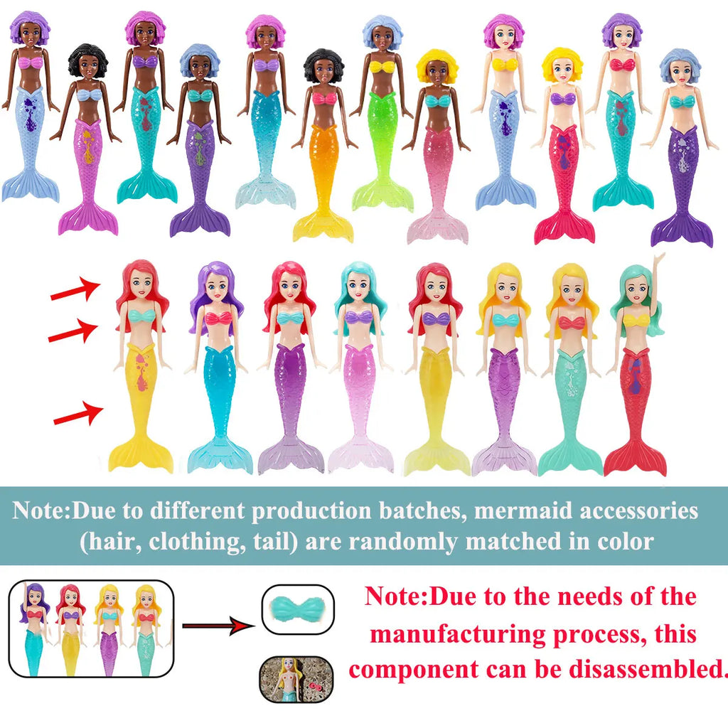 New Mermaid Dive Toys 2/3/4 PCS Colorful Bath Toy Play in Water Pool Float Toys 2 Rising Modes Games for Toddlers Children Gift