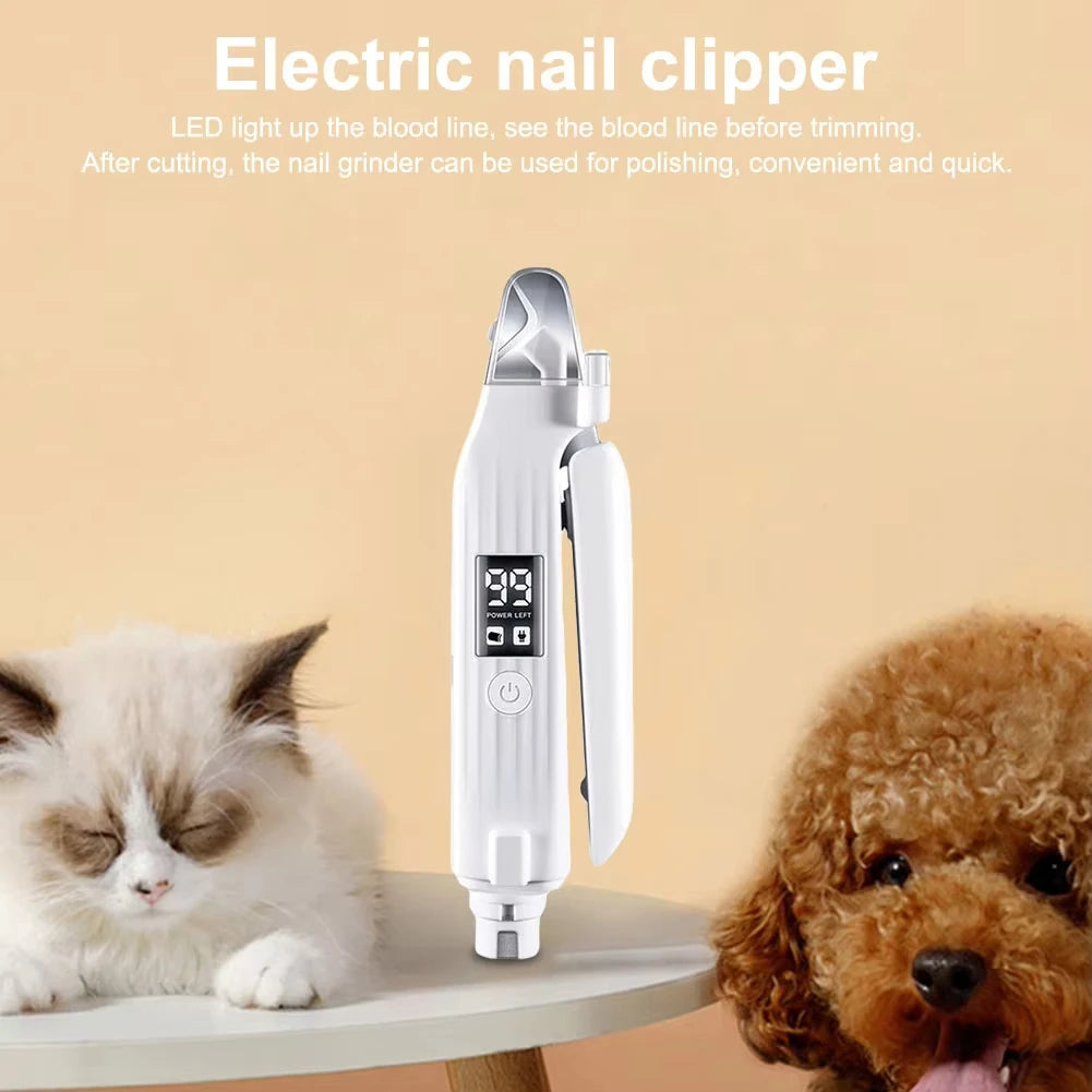Trimmer elettrico 2 in 1 per unghie di cani e gatti con luci LED
