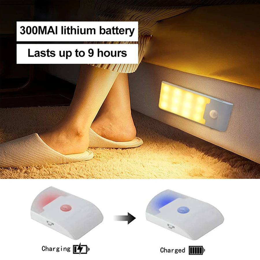 Lampada notturna 12 LED con sensore di movimento ricaricabile USB, alta…