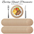 20-60 Pieces Burlap Round Placemats Heat Resistant Jute Table Mat Circle Rustic Table Decoration Wedding Dinner Farmhouse Supply
