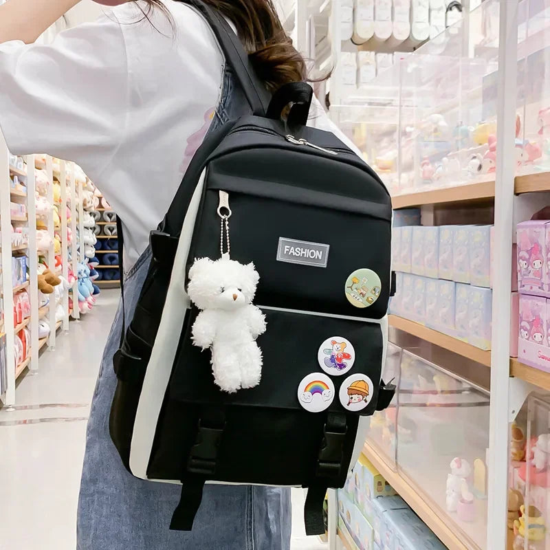 Sac à dos pour femme imperméable à haute capacité, style tendance pour l'école et les voyages