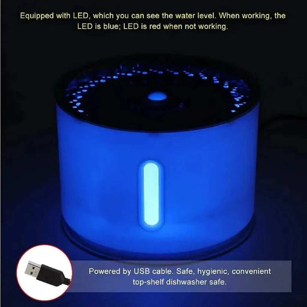 Fontana d'acqua per gatti 3,2 L in acciaio inox, USB, silenziosa con luce LED