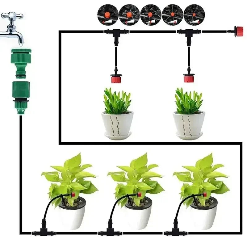 Kit irrigazione automatico con ugello regolabile e micro gocciolatori