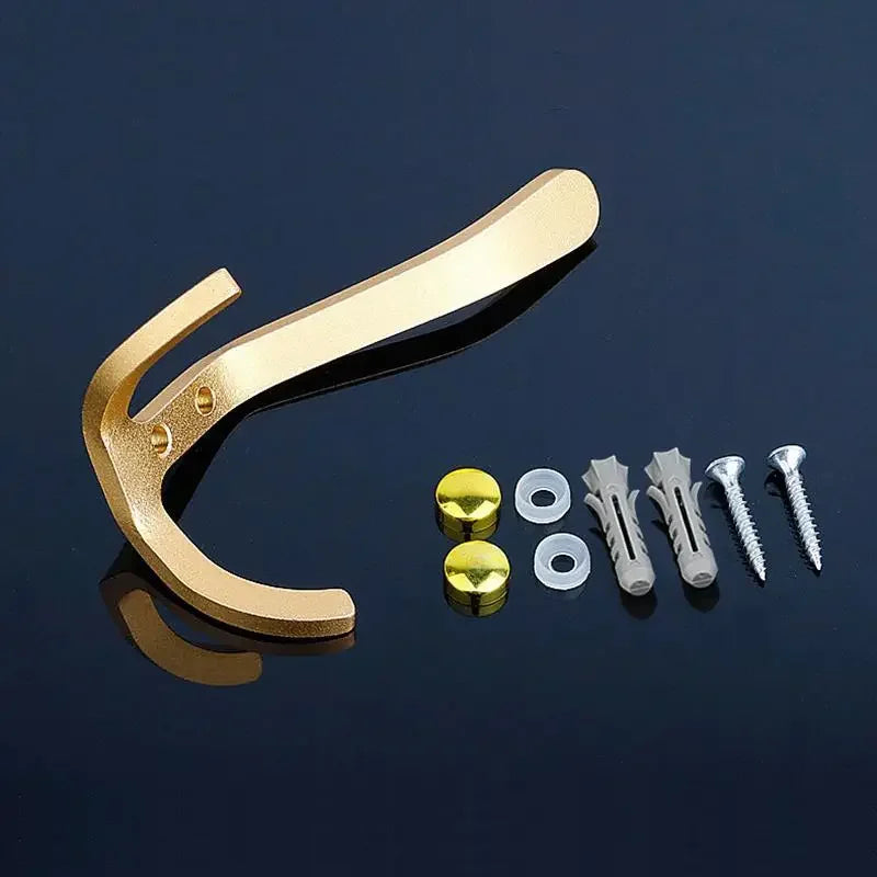 Gancio Muro Biancheria in Alluminio Nero Oro - Appendiabiti Portachiavi Bagno