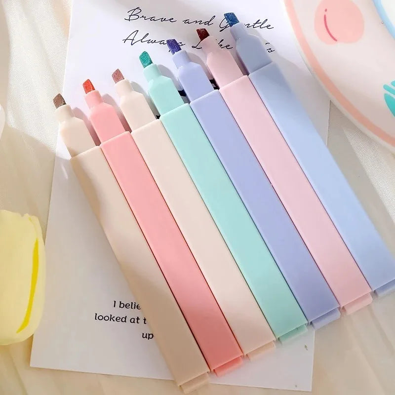 Set di 6 Evidenziatori Pastello Kawaii – Marker Colorati per Scuola e Ufficio