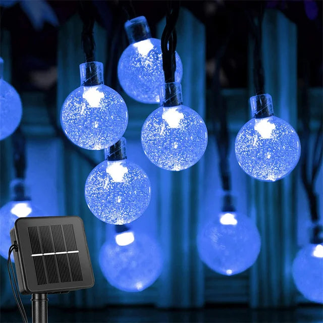 Luci a filo solari da giardino 200 LED globo cristallo, 8 modalità, impermeabili
