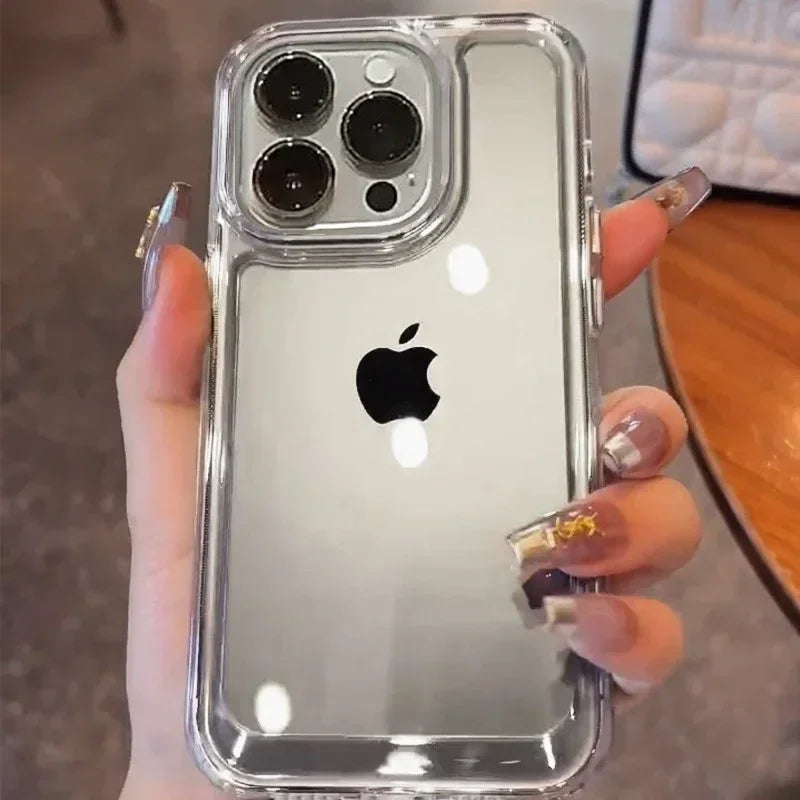 Luxury Silicone Transparent Shockproof Armo Case For iPhone 15 17 16 14 13 12 18 Pro Max 17 Air 16E Phone Clear Protection Cover