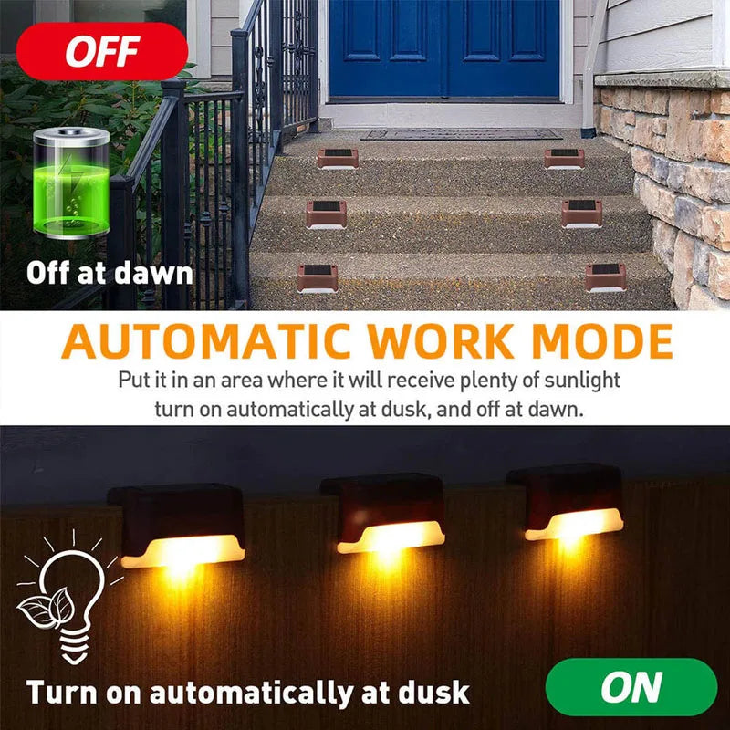 Set da 4 Luci Solari LED Impermeabili per Gradini, Recinzioni e Patio