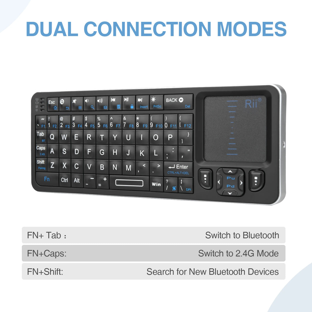 Mini Tastiera Bluetooth con Touchpad, Retroilluminata e Telecomando IR per TV e…