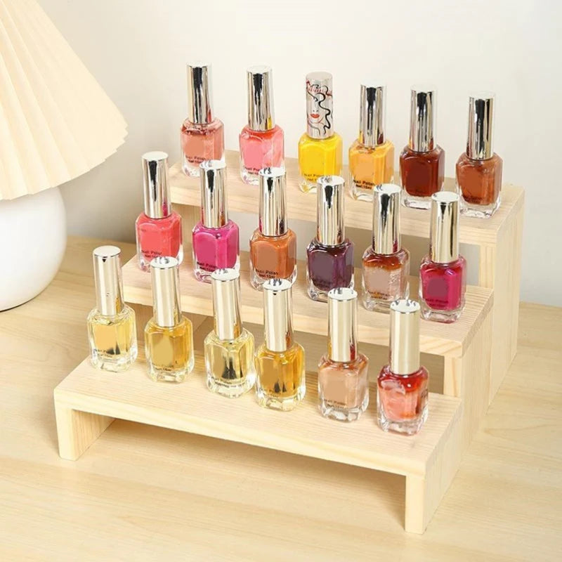 U-Shaped Stepped Wooden Display Stand Portable Shelves Organizers Perfume Doll Cupcakes Jewelry Storage Organization