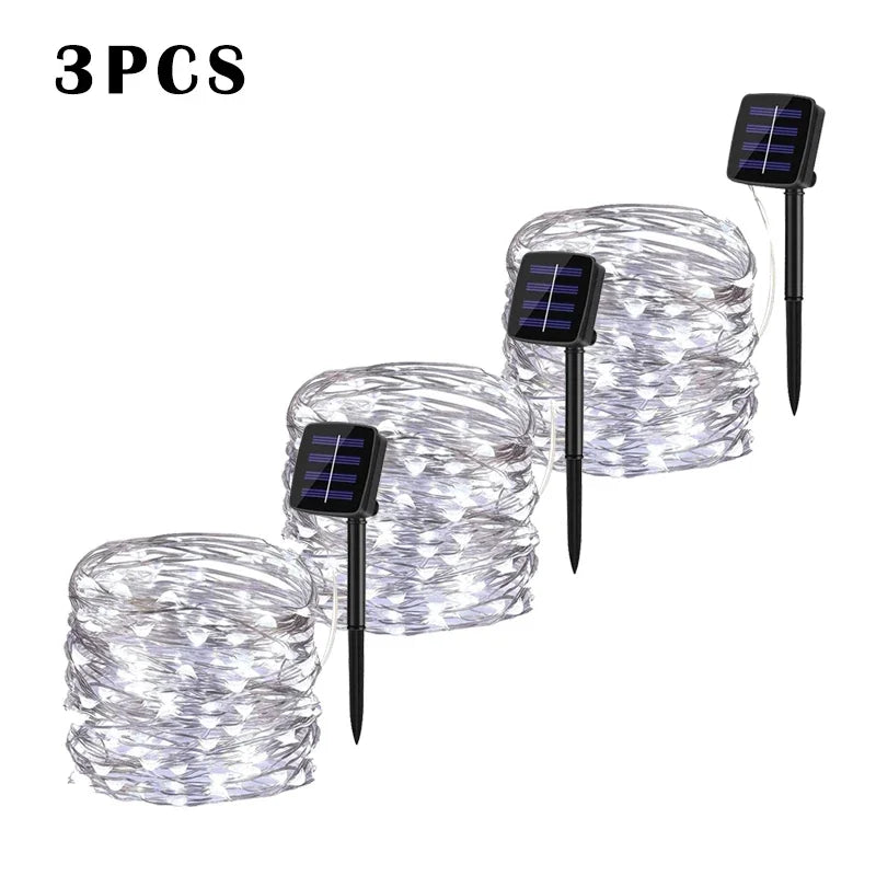 Luce LED Solare da Giardino a Catena, 32 m, Impermeabile, 8 Modalità