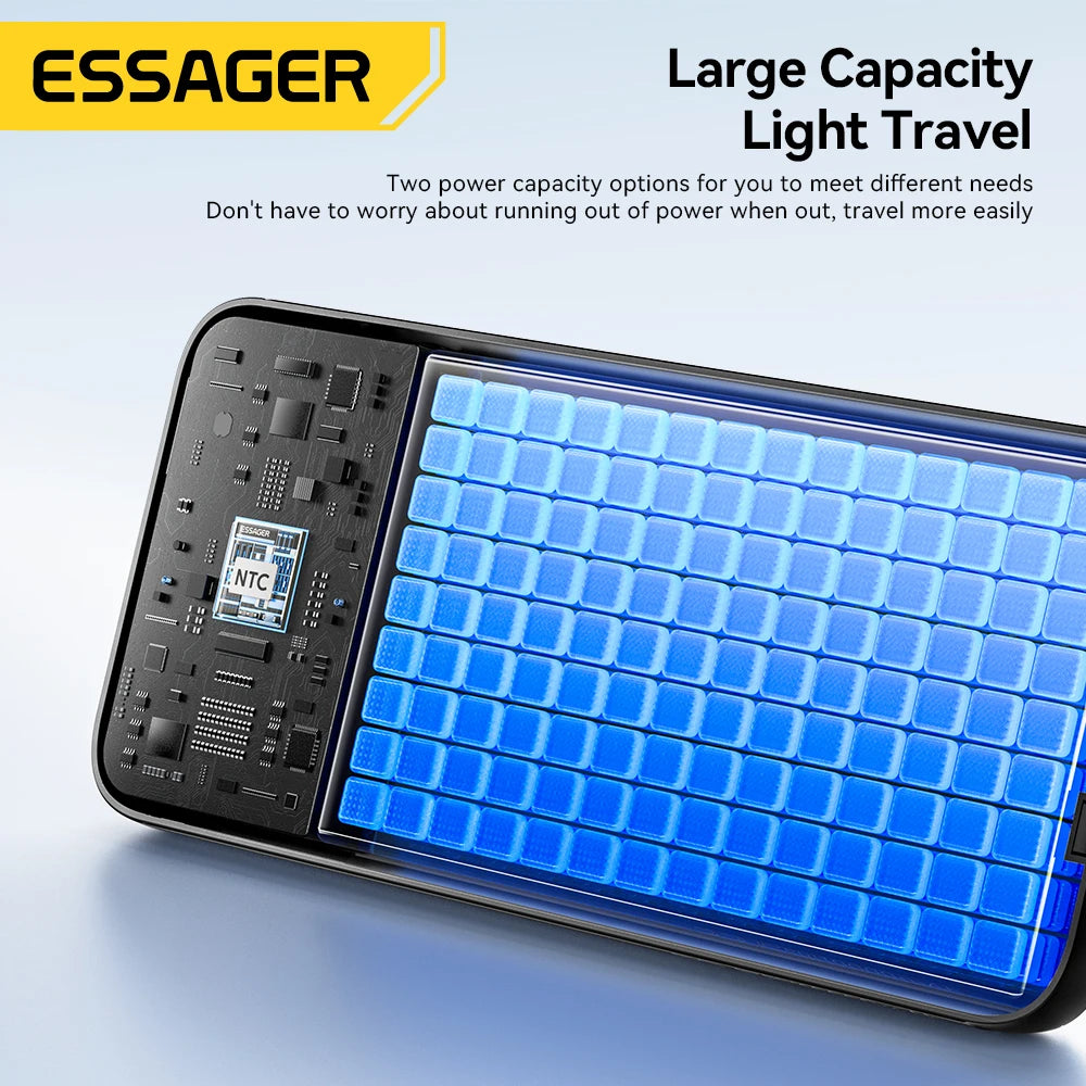 Power Bank Portatile 20000mAh Ricarica Rapida PD 22.5W con Cavi Integrati