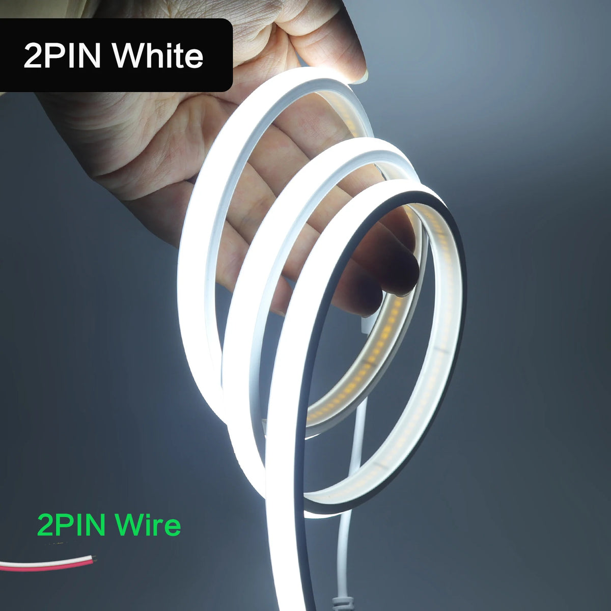 Striscia LED Neon 5V USB, 320 LED/m, dimmer, IP68, luce calda/bianca